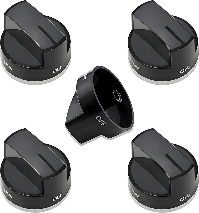 Gesleben Upgrade W10339442 Gas Stove Knobs, Cooktop Surface Burner Control Knob Compatible with Whirlpool Gas Range Stove Oven, Replacement WPW10339442 PS11753188-5 Pack Black - Image 1
